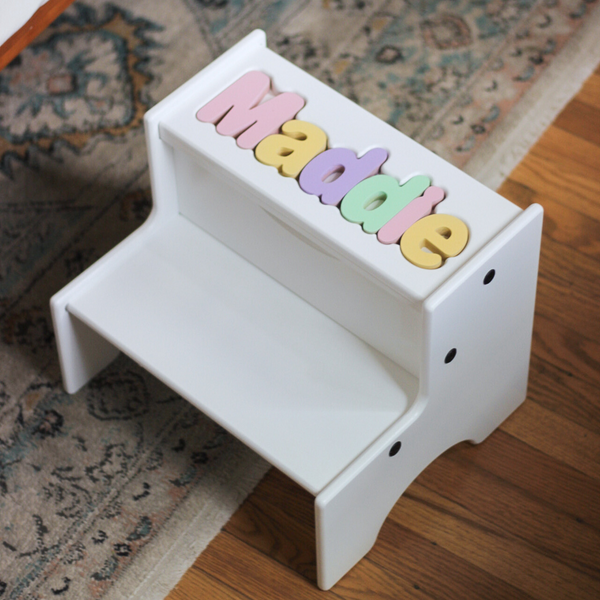 Natural 2-Step Puzzle Stool - S&S Woodcrafts Since 1987