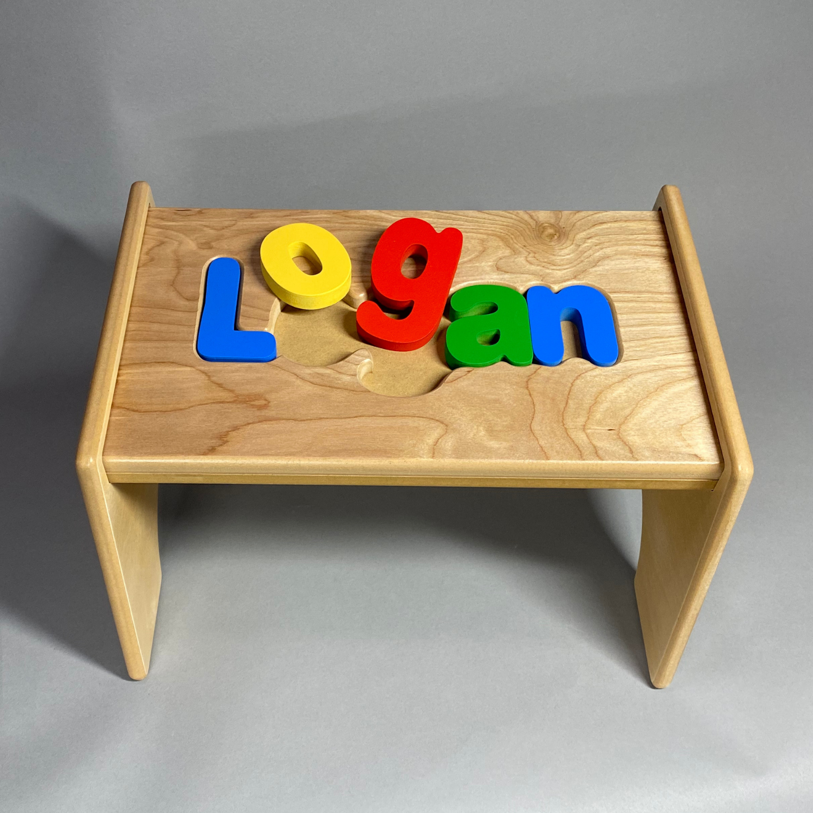 Childrens wooden top name stools