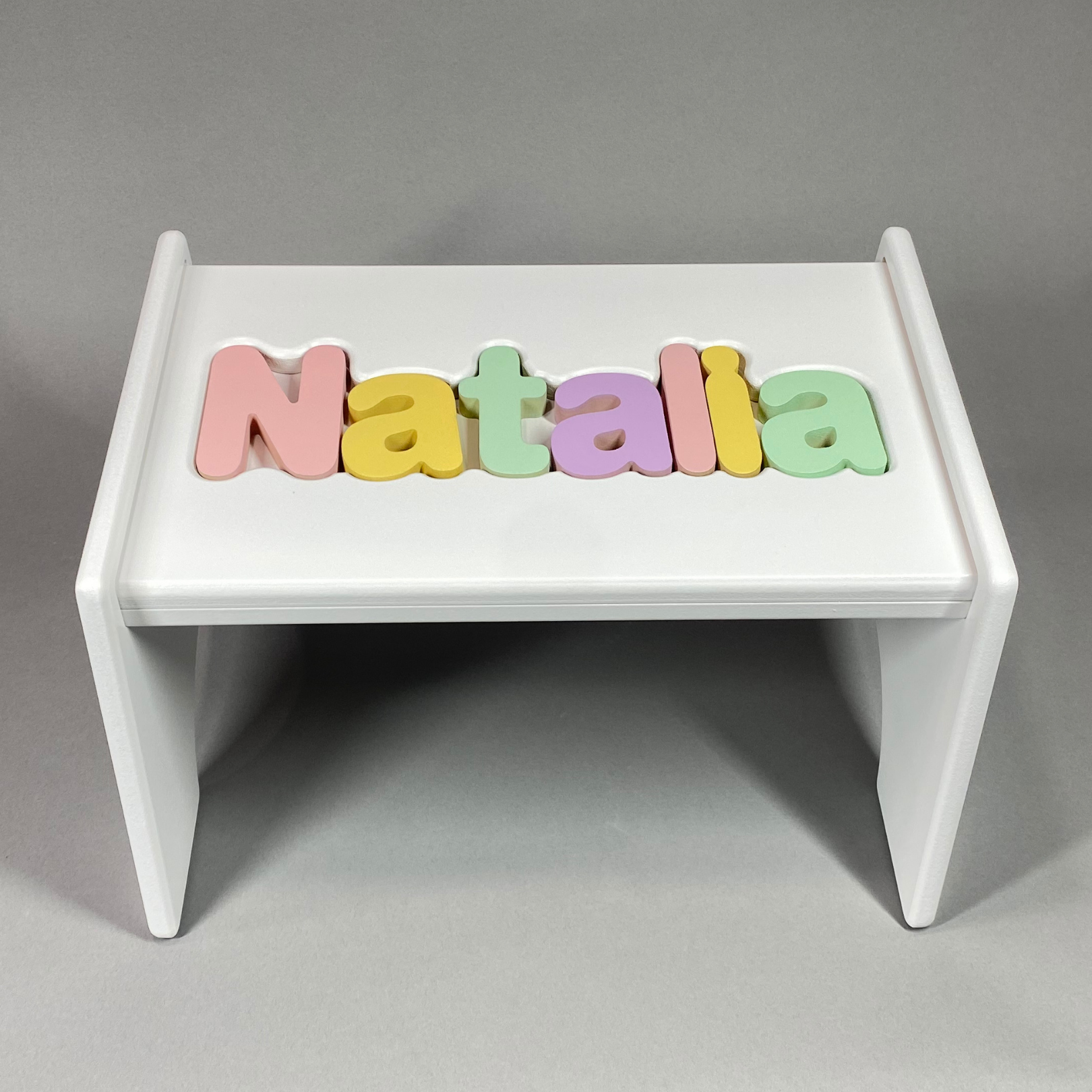 Personalized White Puzzle Stool S S Woodcrafts Since 1987
